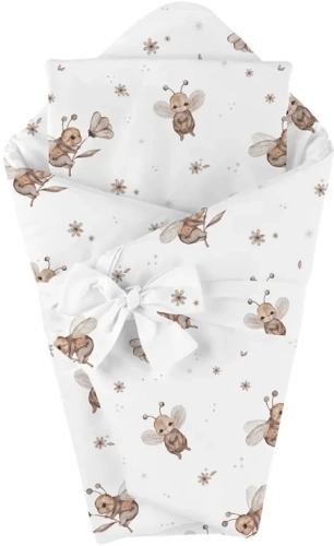 Waldin - rożek niemowlęcy 2w1 75x75 cm, zestaw z poduszką | Bees White