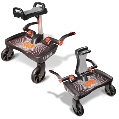 Lascal BuggyBoard Maxi+ Plus - uniwersalna dostawka do wózka z siedziskiem dla drugiego dziecka | Czarny / Szary