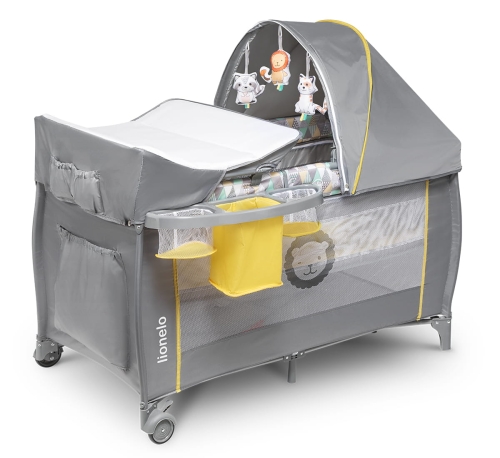 Lionelo Sven Plus - Wielofunkcyjne łóżeczko turystyczne | Yellow scandi