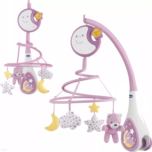 Chicco Next2Dreams - grająca i święcąca karuzela do łóżeczka Next2Me | Różowa