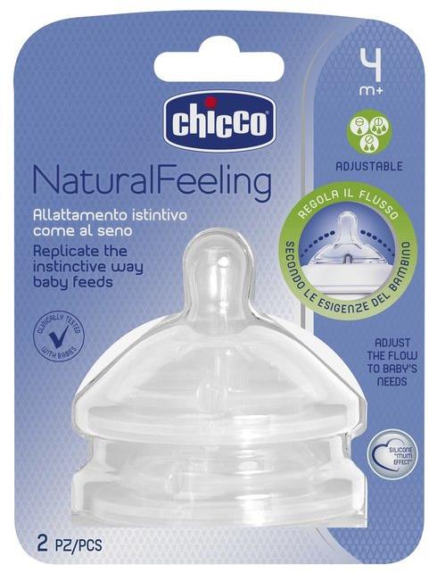 Chicco Smoczek silikonowy na Butelkę NaturalFeeling | 4m+ Trójprzepływ