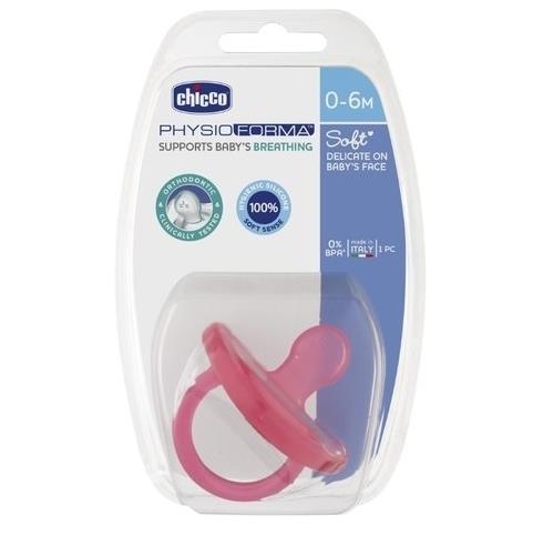Chicco Smoczek Physio Soft silikonowy 0-6m 1szt | Różowy