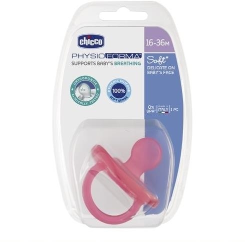 Chicco Smoczek Physio Soft silikonowy 16-36m 1szt | Różowy