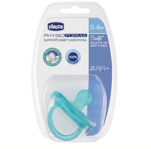 Chicco Smoczek Physio Soft silikonowy 0-6m 1szt | Niebieski