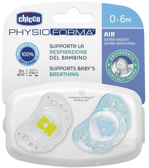 Chicco Smoczek Physio Air Silikonowy 0-6m 2szt | Niebieski