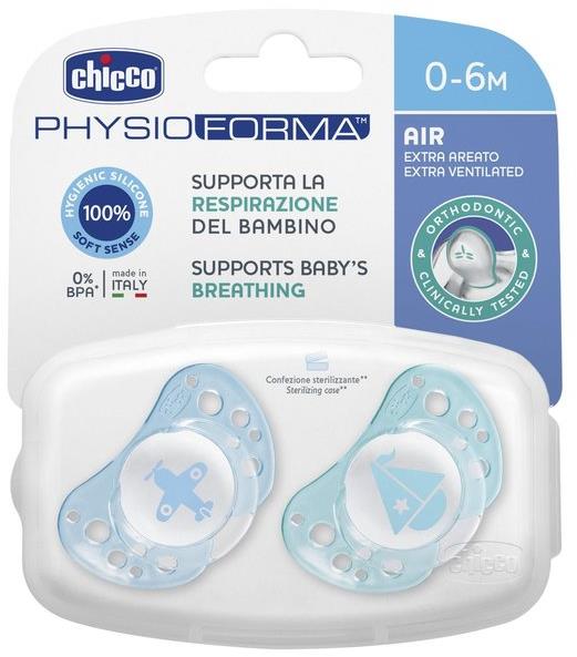 Chicco Smoczek Physio Air Silikonowy 0-6m 2szt | Niebieski