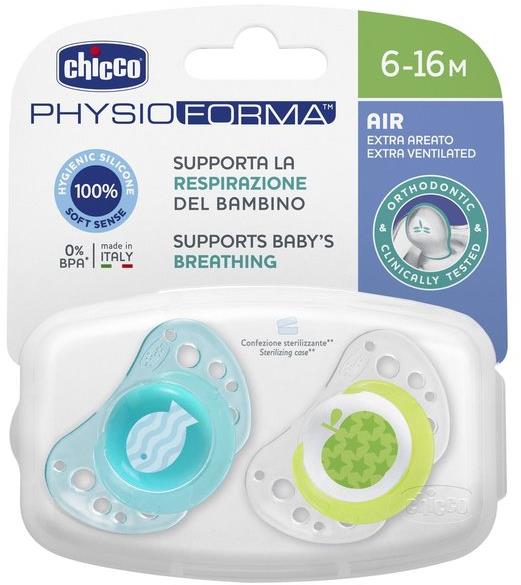 Chicco Smoczek Physio Air Silikonowy 6-16m 2szt | Niebieski