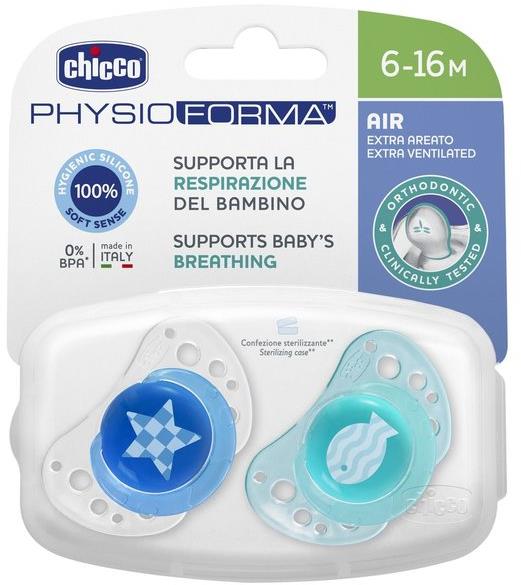 Chicco Smoczek Physio Air Silikonowy 6-16m 2szt | Niebieski