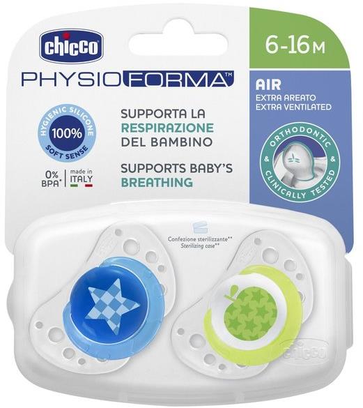 Chicco Smoczek Physio Air Silikonowy 6-16m 2szt | Niebieski