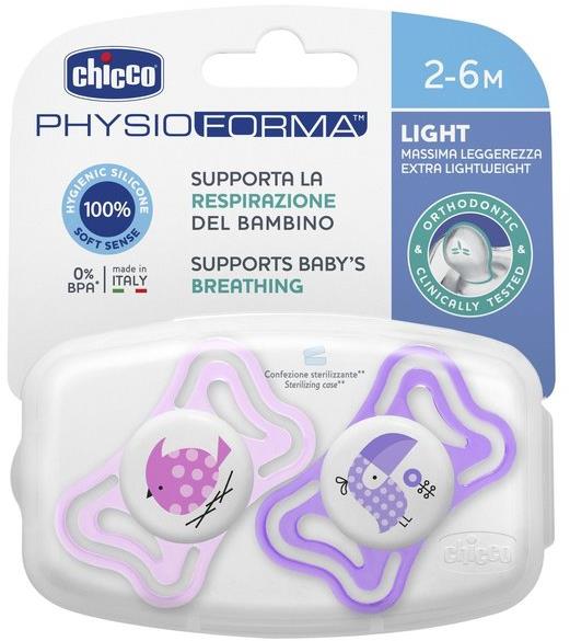 Chicco Smoczek Physio Light silikonowy 2-6m 2szt | Różowy