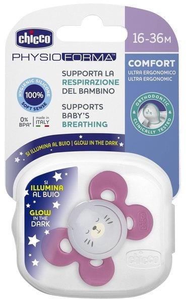 Chicco Smoczek Physio Comfort silikonowy 16-36m 1szt | Różowy