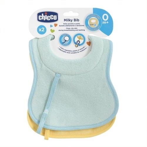 Chicco Śliniaczek 0+ | Niebieski/Żółty 2szt.