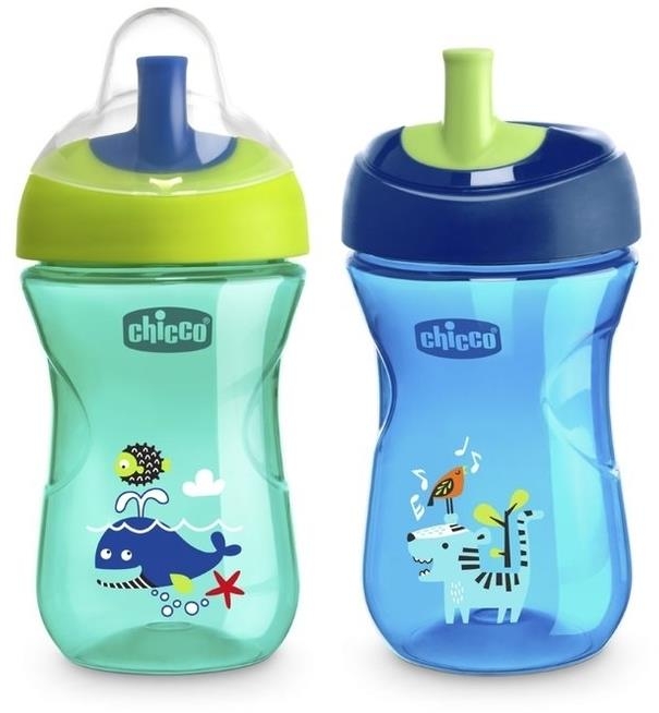 Chicco Kubek niekapek z ustnikiem w kształcie słomki 12 m+ | Niebieski