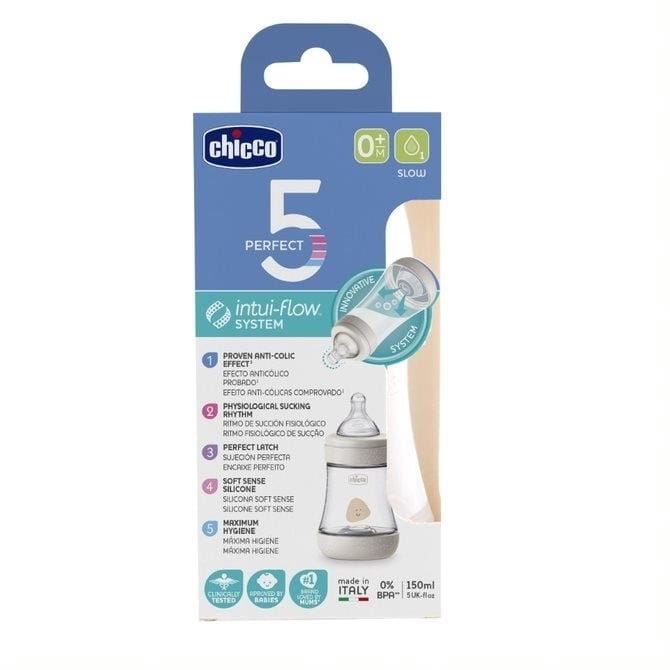 Chicco Butelka antykolkowa Perfect5 0+ | 150ml Beżowa
