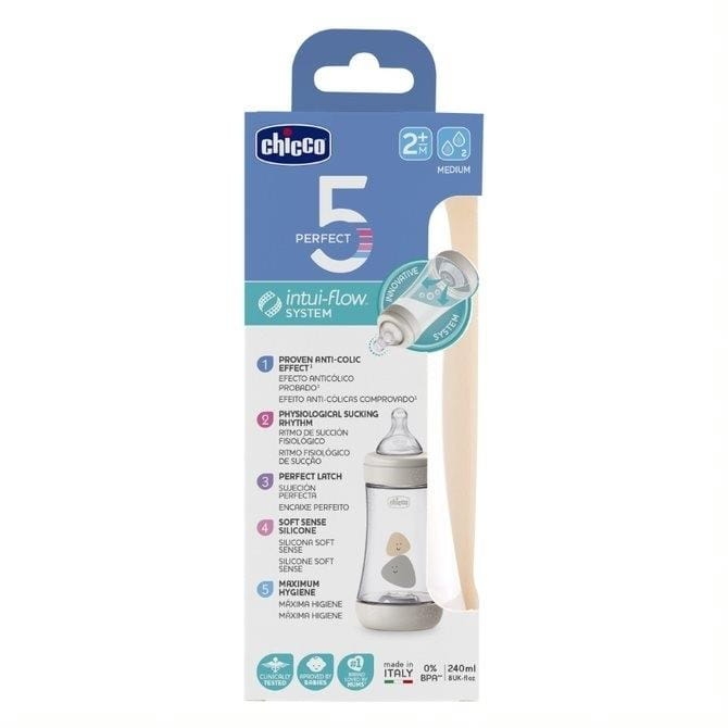 Chicco Butelka antykolkowa Perfect5 2+ | 240ml Beige