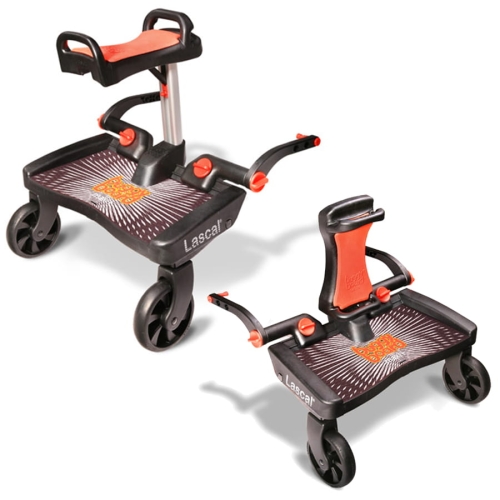 Lascal BuggyBoard Maxi+ Plus - uniwersalna dostawka do wózka z siedziskiem dla drugiego dziecka | Czarny / Czerwony 