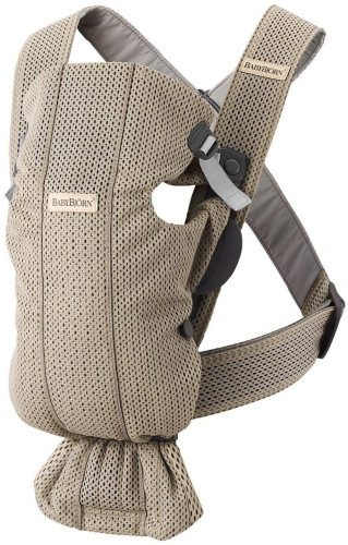 BabyBjorn Baby Carrier Mini Cotton – małe nosidełko dla noworodka | Grey Beige
