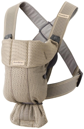 BabyBjorn Baby Carrier Mini Cotton – małe nosidełko dla noworodka | Grey Beige