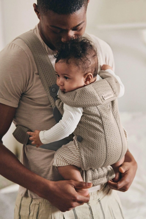 BabyBjorn Baby Carrier Mini Cotton – małe nosidełko dla noworodka | Grey Beige