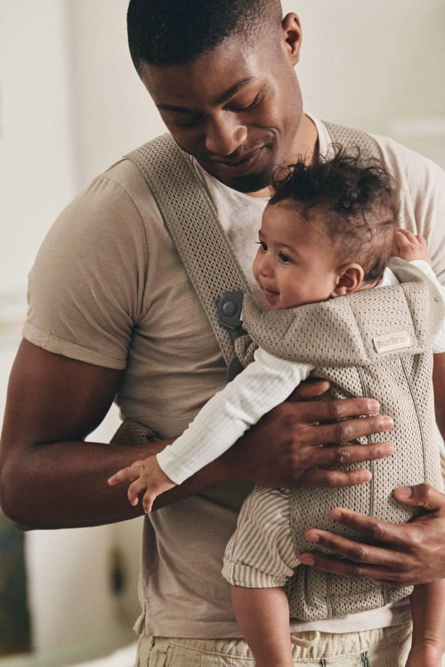 BabyBjorn Baby Carrier Mini Cotton – małe nosidełko dla noworodka | Grey Beige