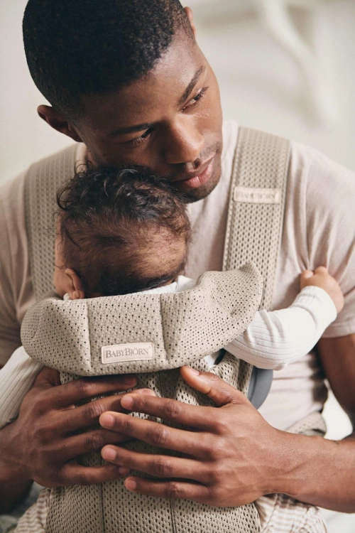 BabyBjorn Baby Carrier Mini Cotton – małe nosidełko dla noworodka | Grey Beige