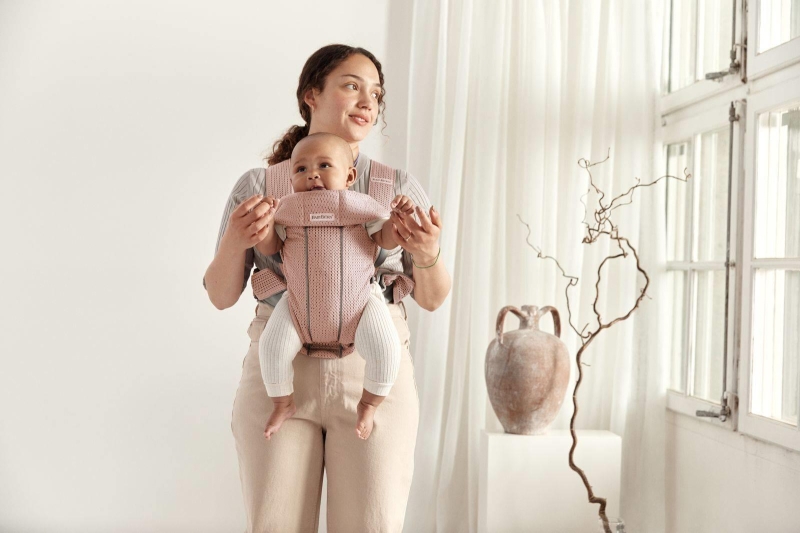 BabyBjorn Baby Carrier Mini Cotton – małe nosidełko dla noworodka | Zgaszony Róż