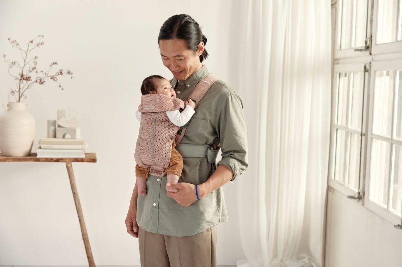 BabyBjorn Baby Carrier Mini Cotton – małe nosidełko dla noworodka | Zgaszony Róż
