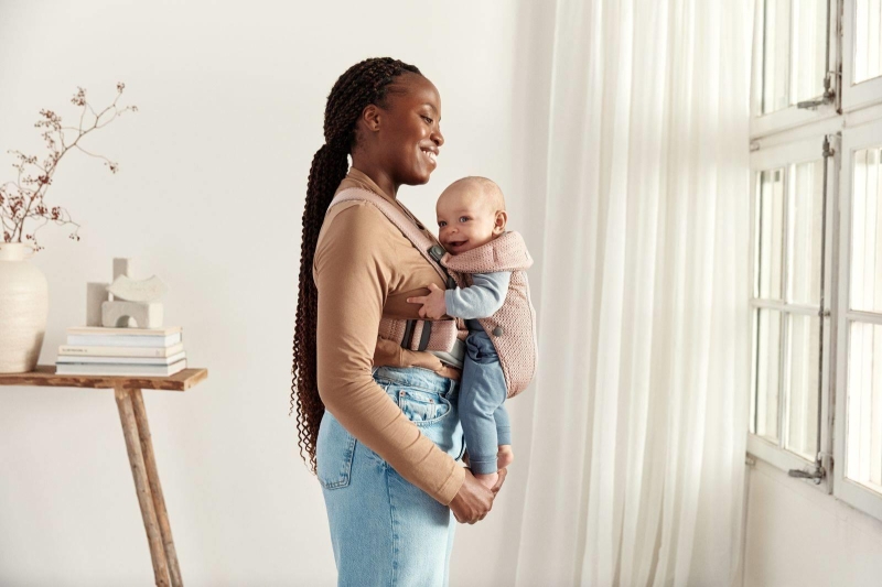 BabyBjorn Baby Carrier Mini Cotton – małe nosidełko dla noworodka | Zgaszony Róż
