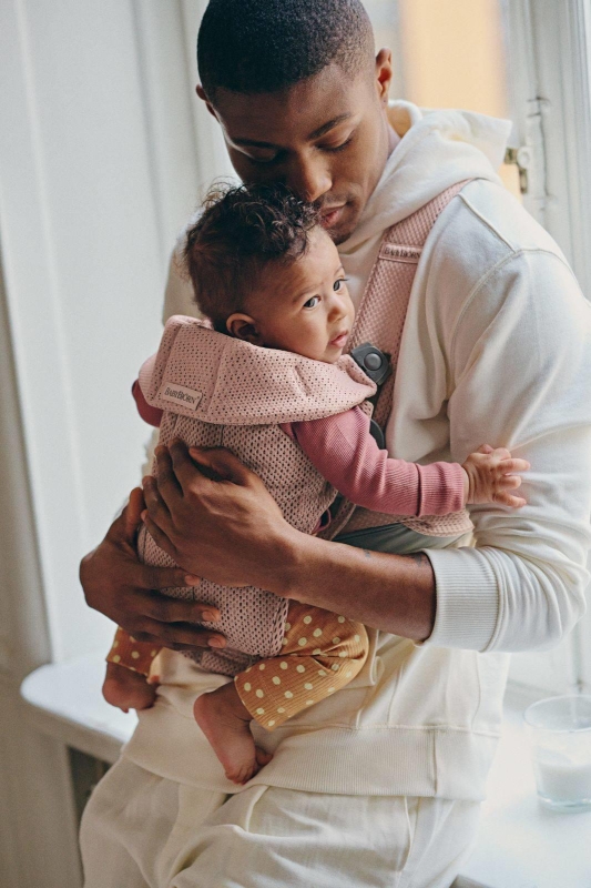 BabyBjorn Baby Carrier Mini Cotton – małe nosidełko dla noworodka | Zgaszony Róż