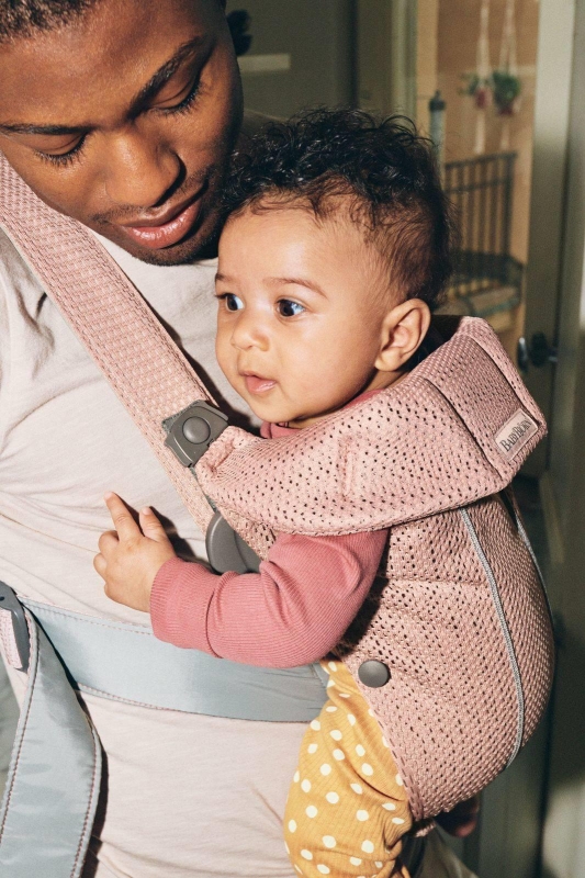 BabyBjorn Baby Carrier Mini Cotton – małe nosidełko dla noworodka | Zgaszony Róż
